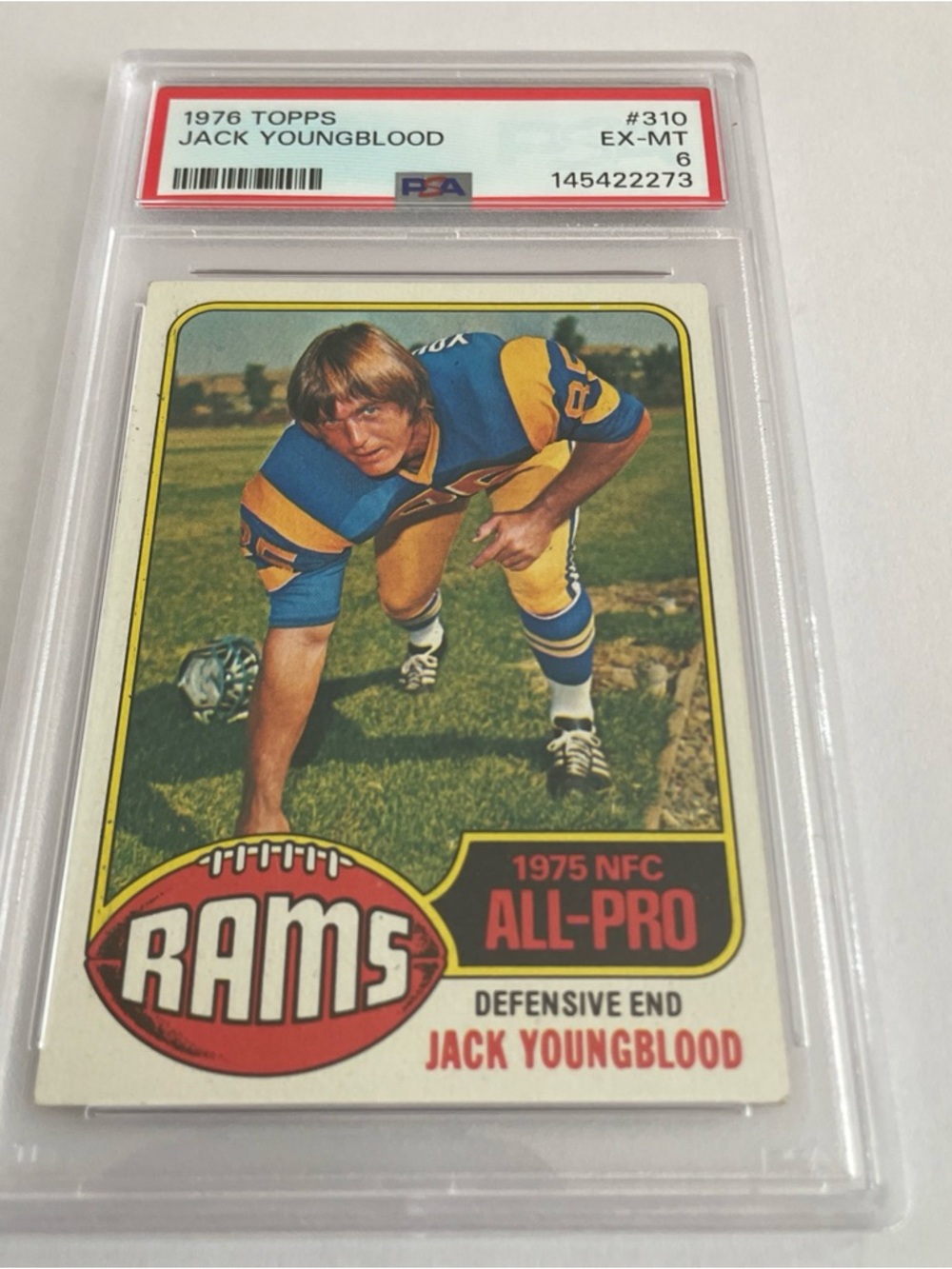 JACK YOUNGBLOOD - 1976 TOPPS #310 - RAMS HOF - PSA 6 Vintage Football Card